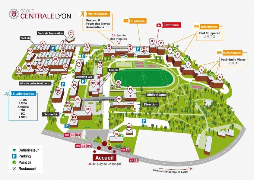 mapa Lyon školy