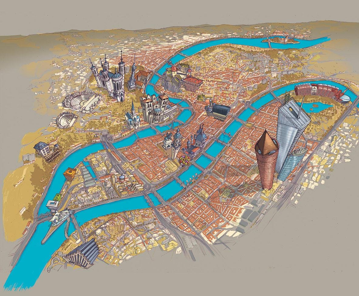 mapa Lyon loď