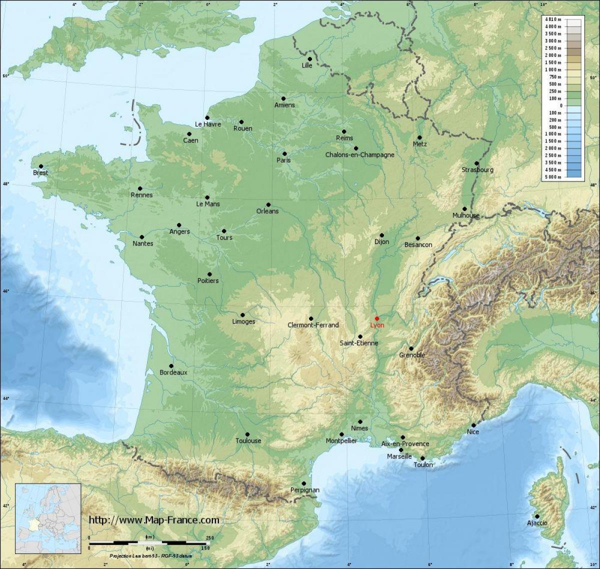 Lyon francie mapa města
