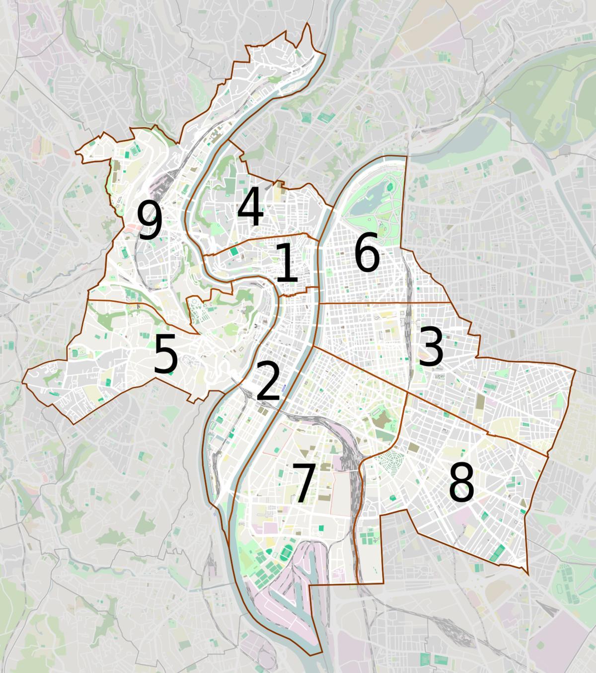 mapa Lyon okolí