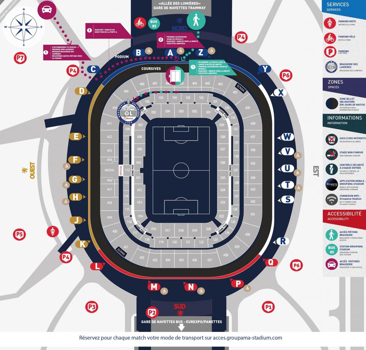 mapa Lyon stadionu