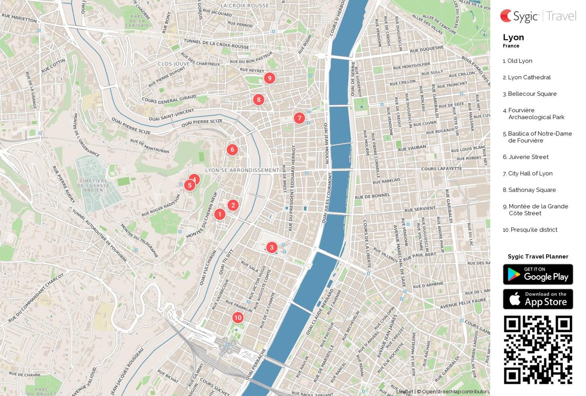 Lyon cestovního ruchu mapě
