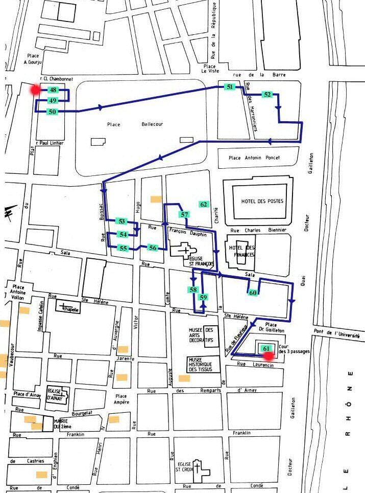 mapa Lyon traboules