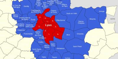 Mapa Lyon předměstí 