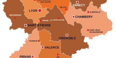 Lyon regionu francie mapě