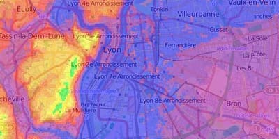 Mapa topografické Lyon