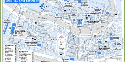 Mapa starého města Lyon, francie
